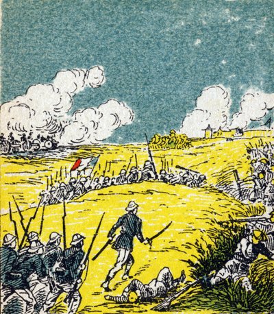 Francia a Tonchino. Incisione in "Histoire de France". Serie di immagini pubblicitarie pubblicate per conto di Louit, 24 rue d