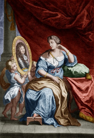 Francoise de Rochechouart de Mortemart marchesa di Montespan (1641-1707), detta Athenais, amante del re francese Luigi XIV, documento colorato da Unbekannter Künstler