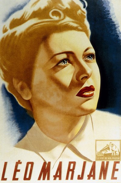 Cantante francese Leo Marjane su un poster di Andre da Unbekannt