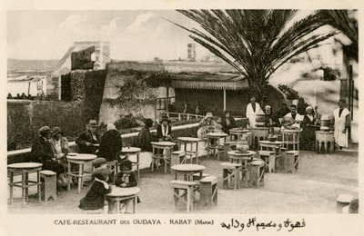 Francesi e marocchini al Cafè Oudaya, Rabat da Unbekannter Künstler
