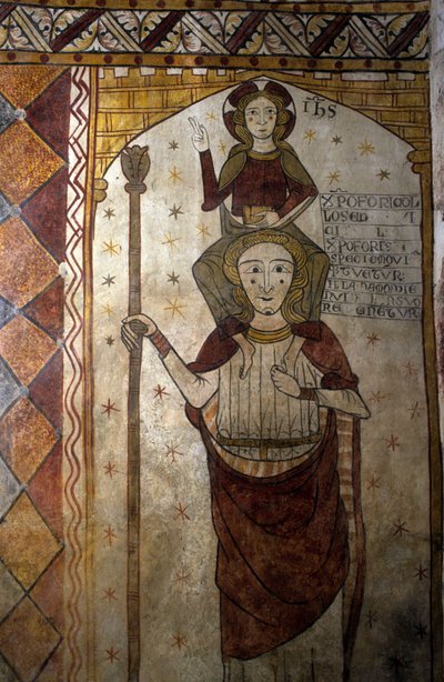 Affresco della Torre Ferrande a Pernes-les-Fontaines (Pernes les Fontaines, Vaucluse (84) del XIII secolo: San Cristoforo che porta Cristo da Unbekannt