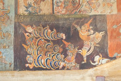Affreschi che adornano le pareti del wat Bo raffiguranti scene dal Reamker, Siem Reap, Cambogia da Unbekannter Künstler