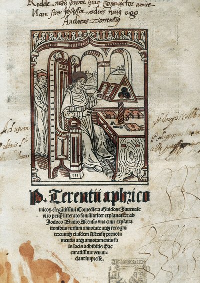 Frontespizio delle commedie del poeta comico Terenzio (Publius Terentius Aferer) (190-145 a.C.). L