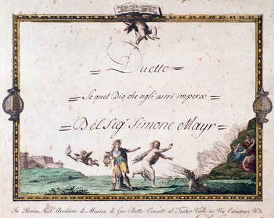 Frontespizio del duetto Se quel dio che agli astri impera di Giovanni Simone Mayr da Unbekannter Künstler