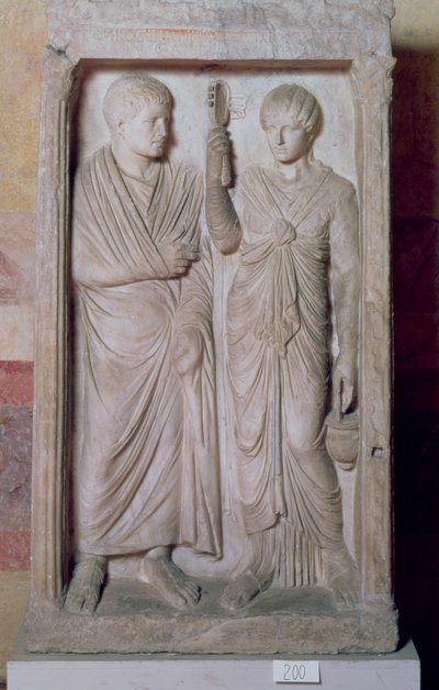 Statua funeraria con coppia sposata, greca (marmo) da Unbekannt