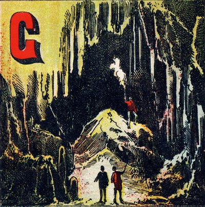G : Grotta. Specie di caverna naturale - Incisione tratta da Alfabeto geografico. Guerin-Muller et Cie, editori, Parigi da Unbekannt