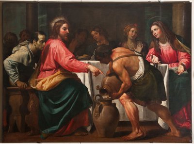 Genova, Duomo (Cattedrale di San Lorenzo), interno, Battistero (ex Chiesa di San Giovanni il Vecchio): "Nozze di Cana", di Domenico Fiasella da Unbekannter Künstler