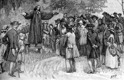 George Whitefield che predica nelle colonie da Unbekannter Künstler
