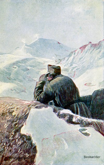 Osservatore tedesco nella neve, durante la Prima Guerra Mondiale da Unbekannter Künstler