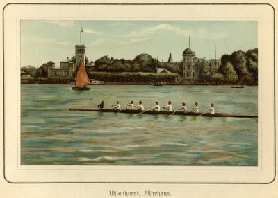 Germania, Amburgo, casa del traghetto Uhlenhorst vicino al lago Alster, illustrazione da 