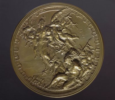 Medaglia in bronzo dorato per celebrare il 400° anniversario della scoperta delle Americhe (1492-1892) da Benjamin Baud