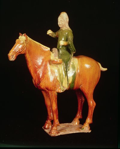 Figura smaltata di un batterista a cavallo, Dinastia T