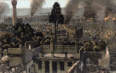 Grecia, Salonicco (o Tessalonica): vista della città alta parzialmente bruciata, probabilmente durante l