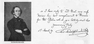 Scrittura e firma di Mendelssohn da Unbekannt