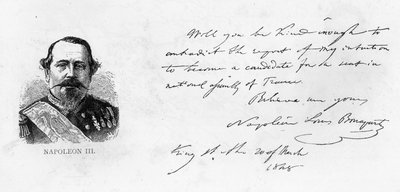 Scrittura e firma di Napoleone III da Unbekannt