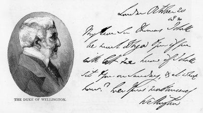 Scrittura e firma di Arthur Wellesley da Unbekannt