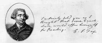 Scrittura e firma di Charles James Fox da Unbekannt