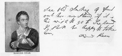 Scrittura e firma di Edmund Kean da Unbekannt