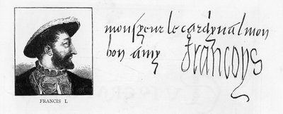 Scrittura e firma di Francesco I da una lettera al 