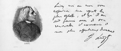 Scrittura e firma di Franz Liszt da Unbekannt