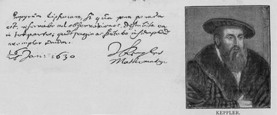 Scrittura e firma di Johannes Kepler (1571-1630) da Unbekannt