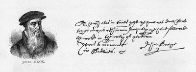 Scrittura e firma di John Knox da una lettera scritta da Dieppe a William Cecil per richiedere il permesso di visitare l