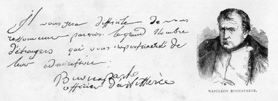 Scrittura e firma di Napoleone I durante il primo periodo della sua carriera come ufficiale di artiglieria da Unbekannt