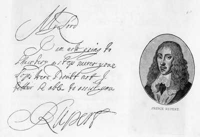 Scrittura e firma del Principe Rupert del Reno da Unbekannt