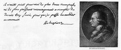 Scrittura e firma di Robespierre da Unbekannt