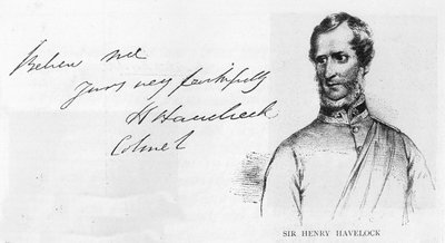 Scrittura e firma di Sir Henry Havelock da Unbekannt
