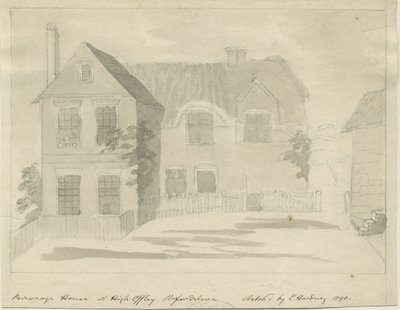High Offley - Parsonage: disegno a matita e lavaggio, 1790 da Unbekannt