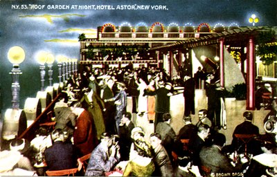 Hotel Astor, New York City - giardino sul tetto di notte da Unbekannter Künstler