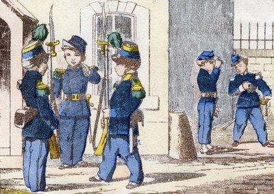 Cacciatori a piedi. Incisione in "Alphabet militaire enfantin". Imagerie di Pont-a-Mousson, circa 1890. 20 pagine. Dim: 28,5x21cm da Unbekannt