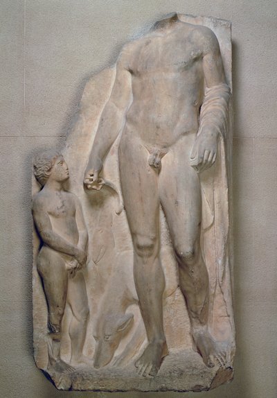 Cacciatore, frammento da un rilievo su una stele funeraria, Attica, probabilmente inizio IV secolo a.C. da Unbekannt