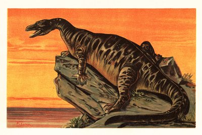 Iguanodon bernissartensis, specie estinta di dinosauro iguanodontiano da Unbekannter Künstler