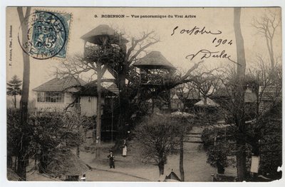 Île-de-France, Hauts-de-Seine (92), Le Plessis-Robinson: vista panoramica del "Vero Albero", una guinguette installata in cima a un castagno - Cartolina datata 1904 da Unknown