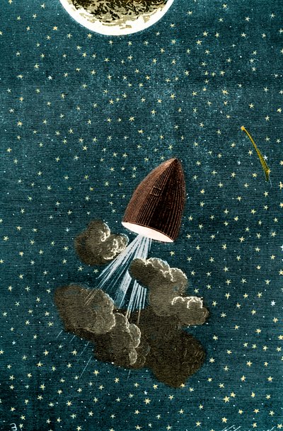 Illustrazione del libro di Jules Verne: Intorno alla Luna da Unbekannt
