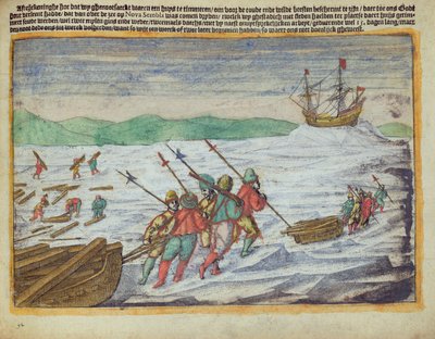 Illustrazione tratta dalla ricerca di Willem Barents per trovare un passaggio a nord Novaya Zembya, Artico da Unbekannter Künstler