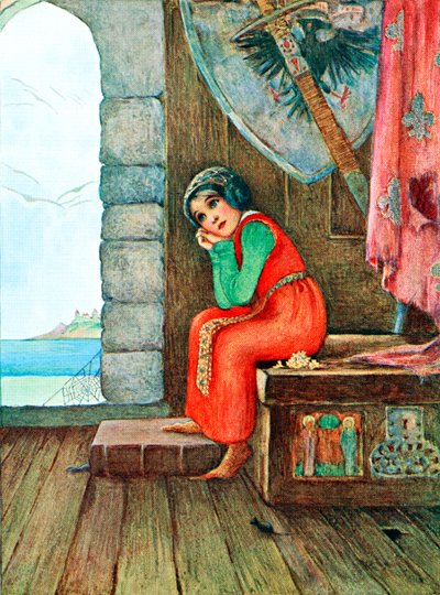 Illustrazione della poesia Il Vecchio Baule dal libro Infanzia di Millicent e Githa Sowerby, pubblicato nel 1907 da Unbekannter Künstler