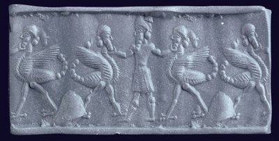 Impressione da un sigillo cilindrico neo-babilonese, c.750-600 a.C. da Unbekannt
