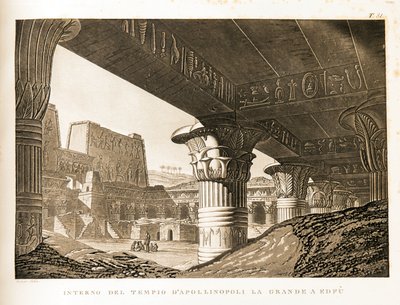 Veduta interna del Tempio di Apollinopolis a Edfu, Egitto - Illustrazione dall