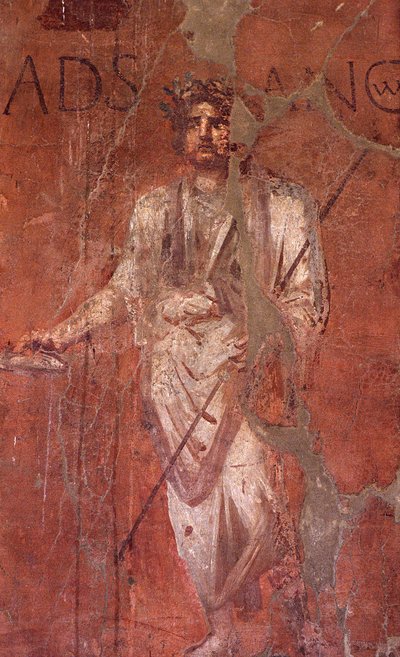 Italia: Sito archeologico di Pompei ai piedi del Vesuvio: affresco murale da William M. Timlin