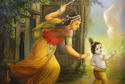Tempio indù Jalaram Prathna, Leicester. Affresco. Yashoda e Krishna. Regno Unito da Unbekannt