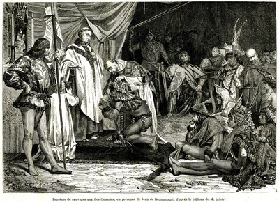 Jean de Bethencourt, gentiluomo normanno, Barone di Saint Martin le Gaillard, conquistò e cristianizzò le Isole Canarie nel gennaio 1405, dalla rivista 