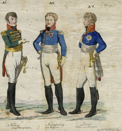 Jerome Bonaparte Re di Vestfalia, Principe Louis Ferdinand di Prussia e Ludwig I di Baviera da Unbekannt