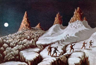 Ascesa di John MacGregor al Monte Bianco, via Grands Mulets, illustrazione da Narrative of ascent to Mont Blanc da William M. Timlin