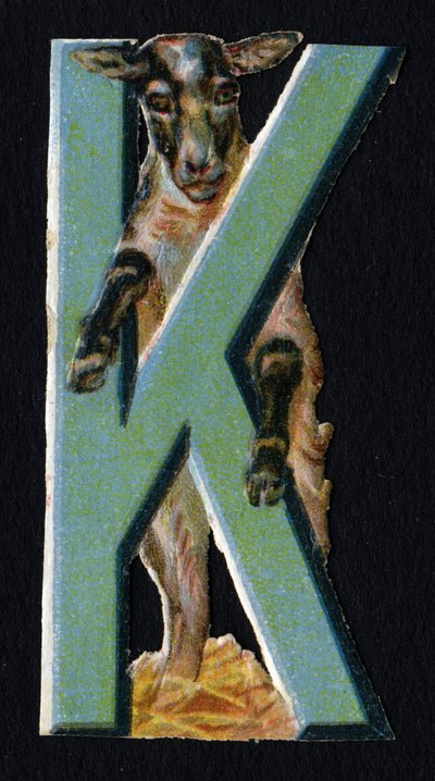 K come Karakul. Decoupage di scarabei sul tema degli animali. Incisione. Serie di 26 cromolitografie a cialda di origine inglese. Editore e illustratore sconosciuti. Fine XIX secolo. Dim: 5,5x3,5cm da Unbekannt