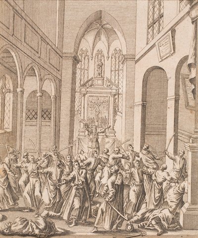 Scena di lotta in una chiesa da Unbekannter Künstler
