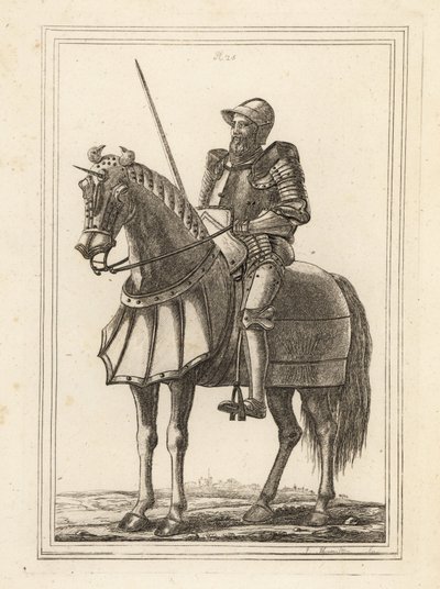 Re Edoardo III raffigurato come un cavaliere armato a cavallo dall