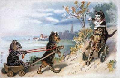 Gattini su slitte, inizio XX secolo da Unbekannter Künstler